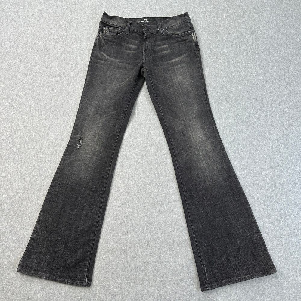 7 For All Mankind Bootcut Jeans SZ 27 Dark Wash Black Designer Pockets Flare Leg